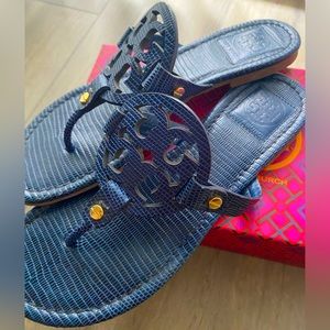 TORY BURCH Miller sandals , Navy Blue , size 7 💓 second posh 💓